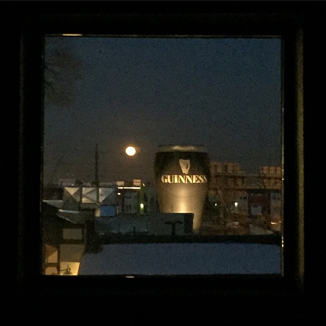 The new view over the guest bathroom toilet. Or what happens when an Irish pub opens across the street.