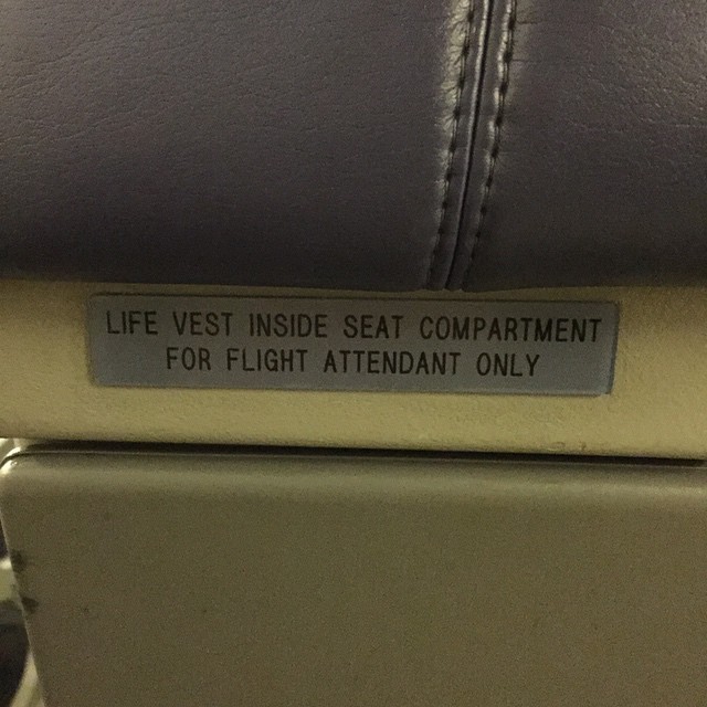 In the unlikely event of a water landing, there's no way I'm following this instruction.