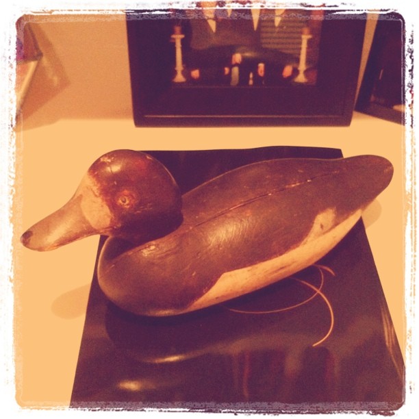 My late Great Uncle Gus carved this duck and it now has a home on my bookshelf