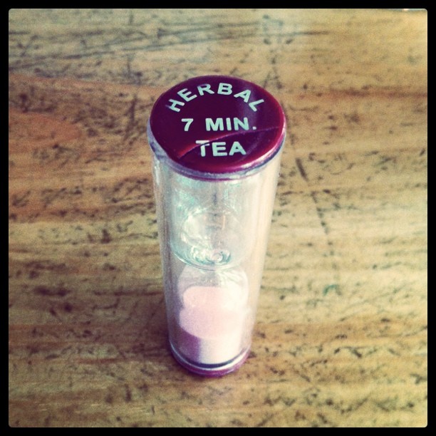 While waiting for breakfast we calibrated the tea timer. It's 2.3 seconds fast.