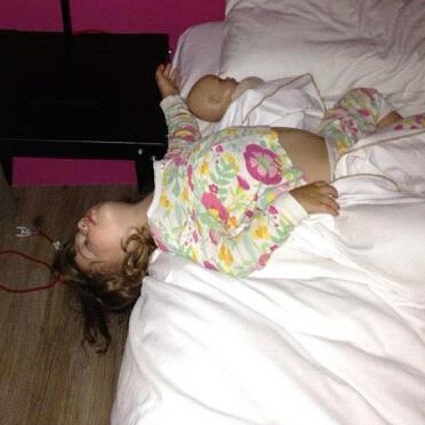 This is how they found my niece sleeping this morning
