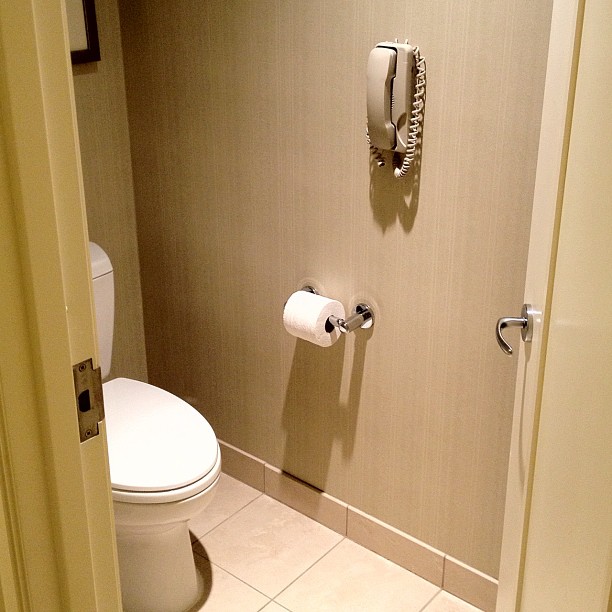 New business idea: a stand that attaches to the wired phone in hotel bathrooms so you have a place to put your iPhone while you take care of business.