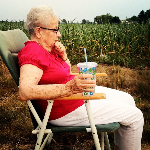 Grandma is ready for the fireworks