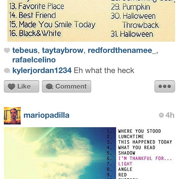 Two differing "take a photo each day in October" lists back-to-back. What to do!!