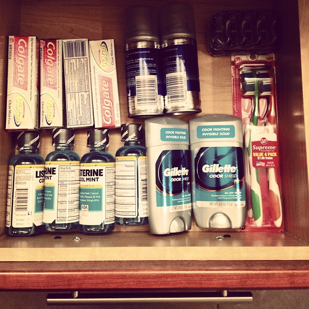 I buy travel toiletries in bulk.