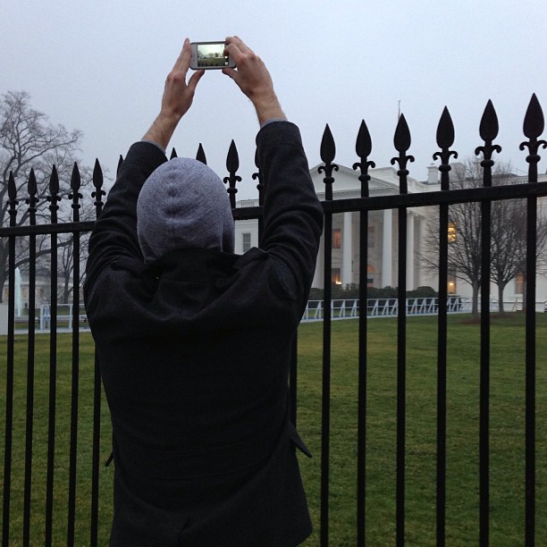 Mike taking a photo of Barack