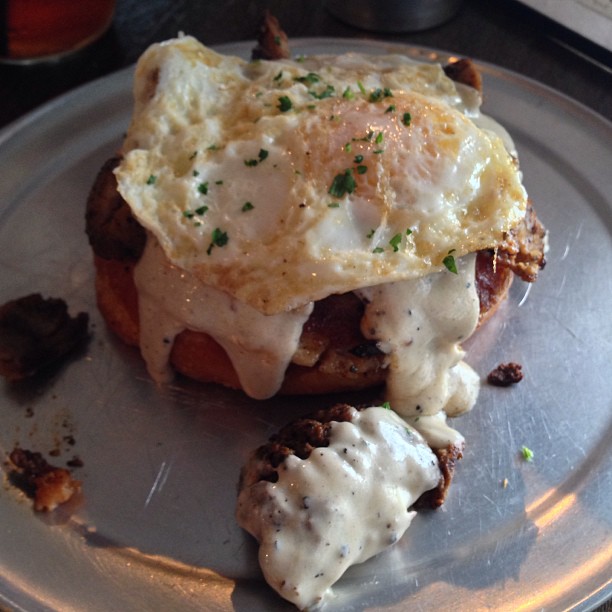 Egg and pulled pork on a donut. Yes please!