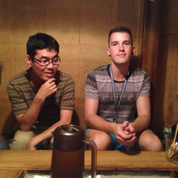 Nick and Charlie at lunch, getting Oyakodon.