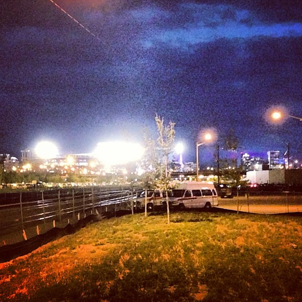 Coors Field on left and Elitch fireworks on right.