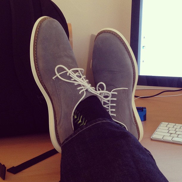 Finally wearing the new shoes.