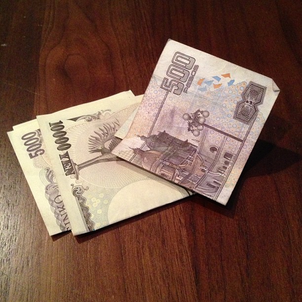 I really should convert foreign money back to Dollars when I return from trips. This is about $200 in Pesos and Yen.