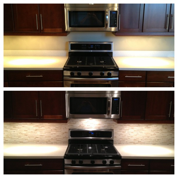 Before and after. New backsplash is in!
