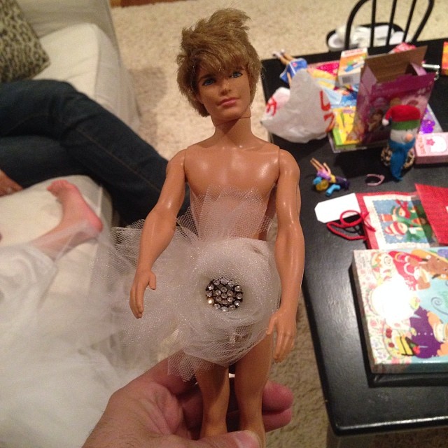 My niece dressed up poor Ken this way.