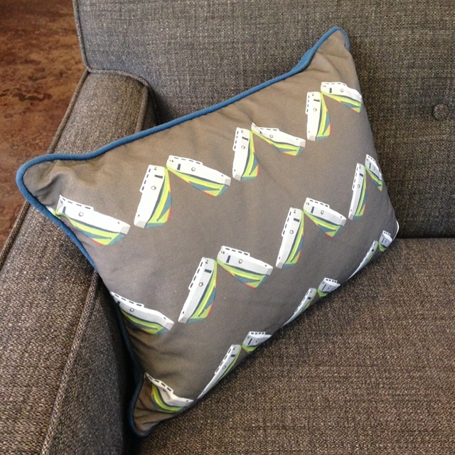 A little bit of my Michigan in Denver. Pillow by @lelandgal. Andre sofa by @roomandboard.