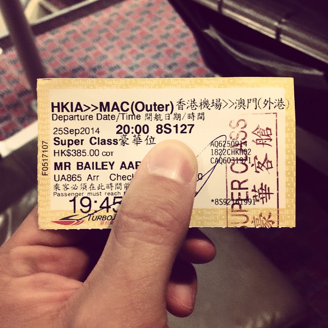 Off to Macao.