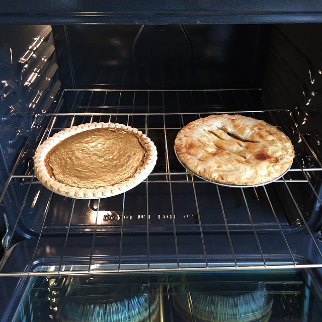 Pies are out of the oven.*