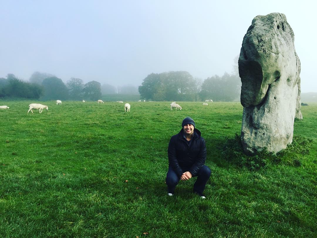 Avebury Stone Circle, sheep and me.