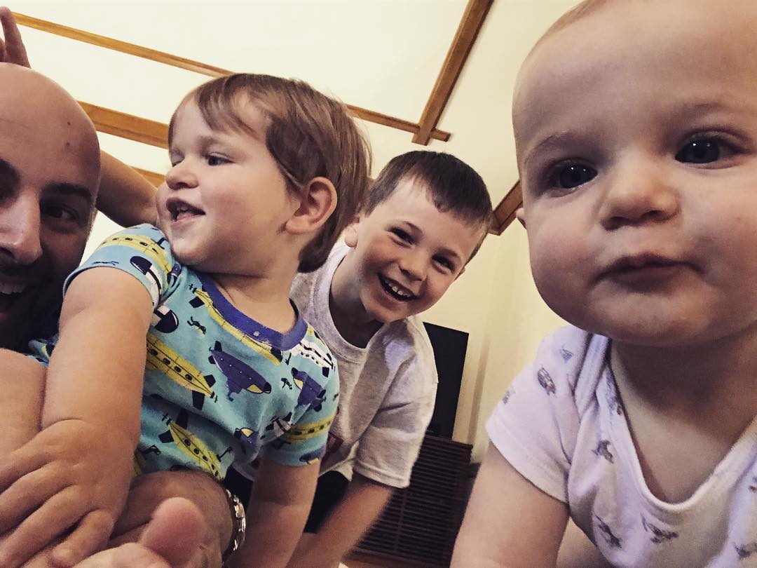 Hanging out with these monsters. (Not pictured, Avery, because we couldn't fit her into the frame.)