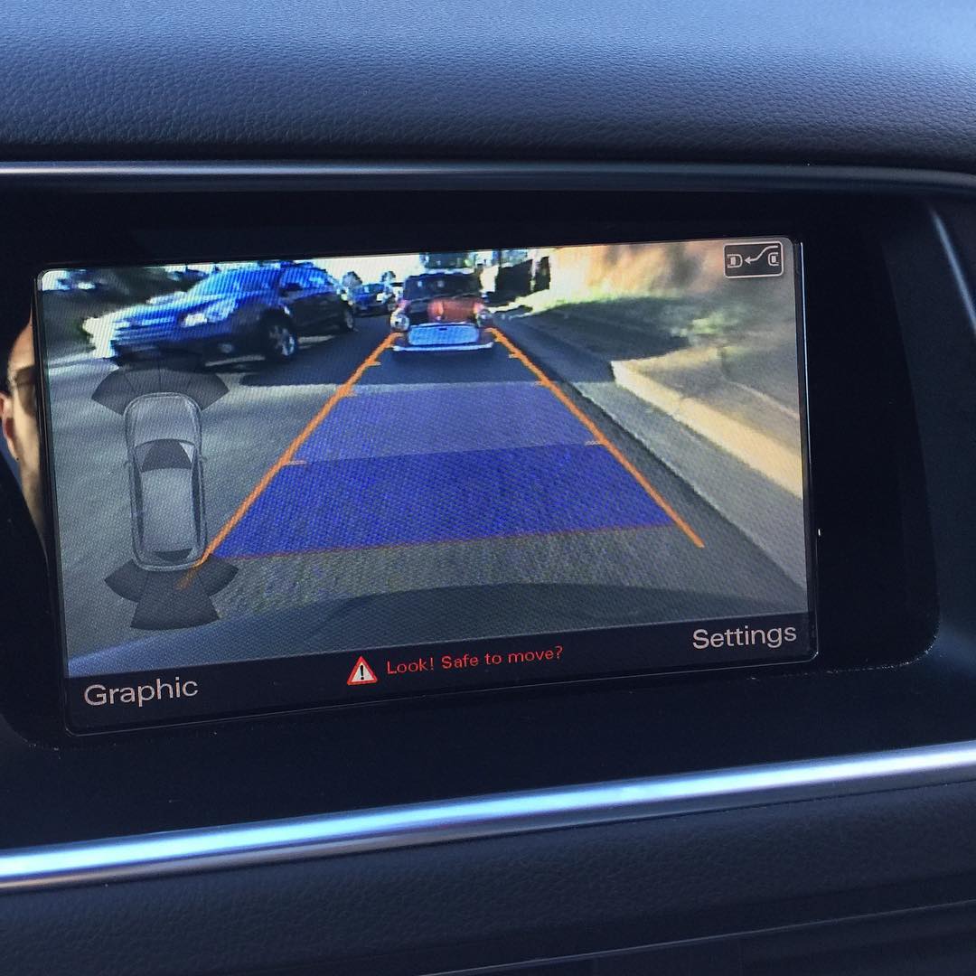 Photographing the backup camera photo of a cool vintage Mini.