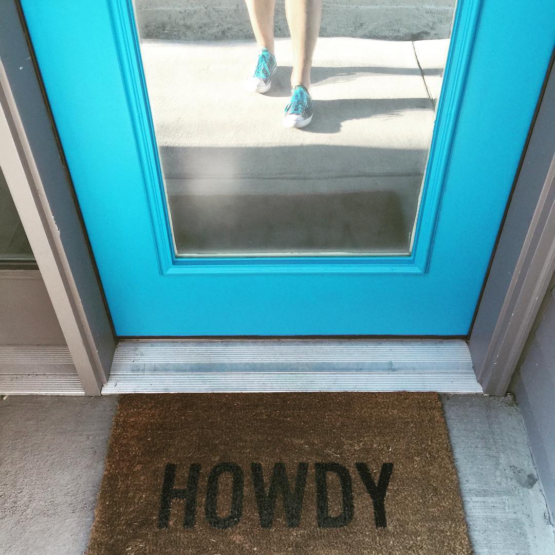 Howdy from my newly blue front door.