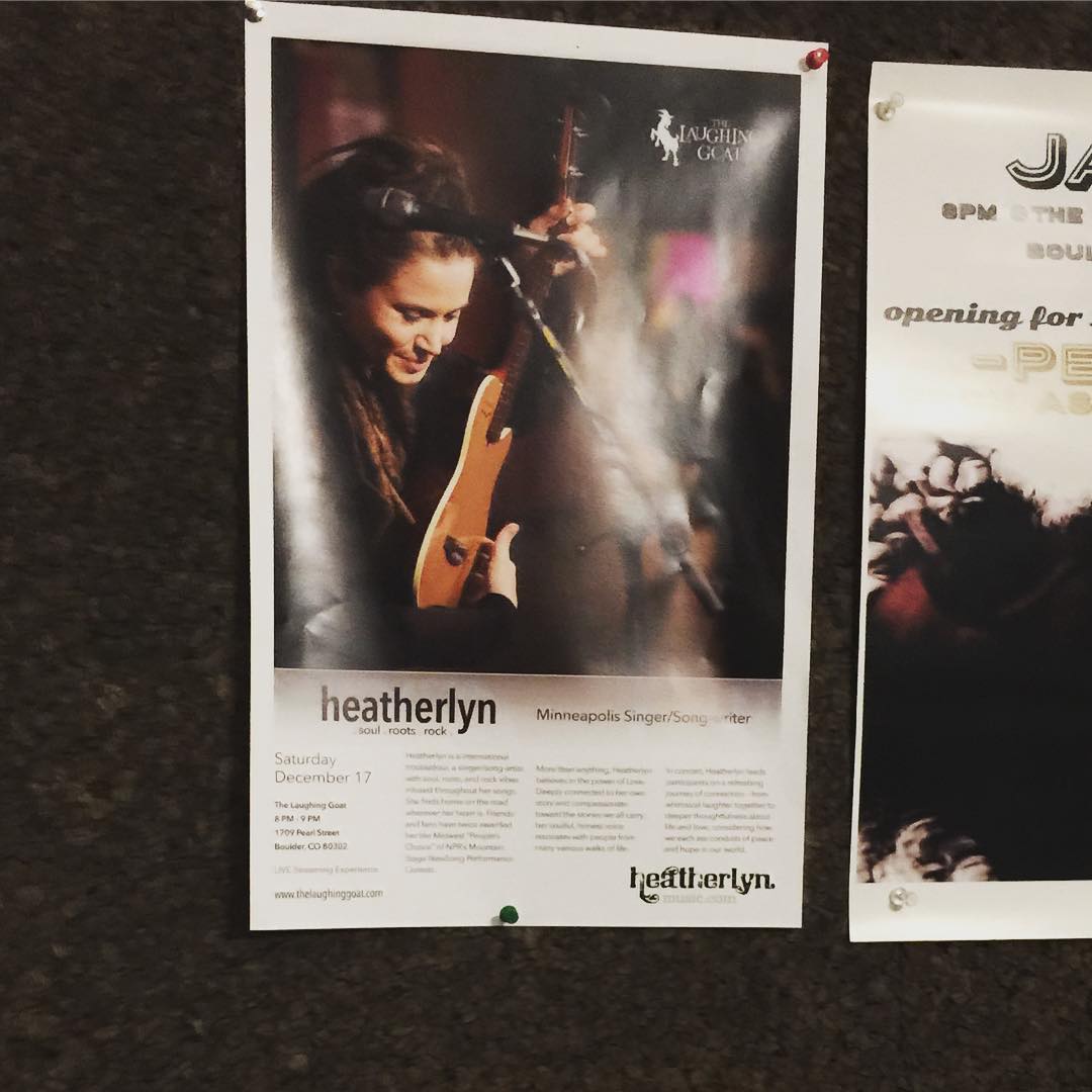 When you go to Boulder and use the rest room and see a poster for the lovely @heatherlynmusic upcoming concert. Everyone in the Boulder area, don't miss this!!!