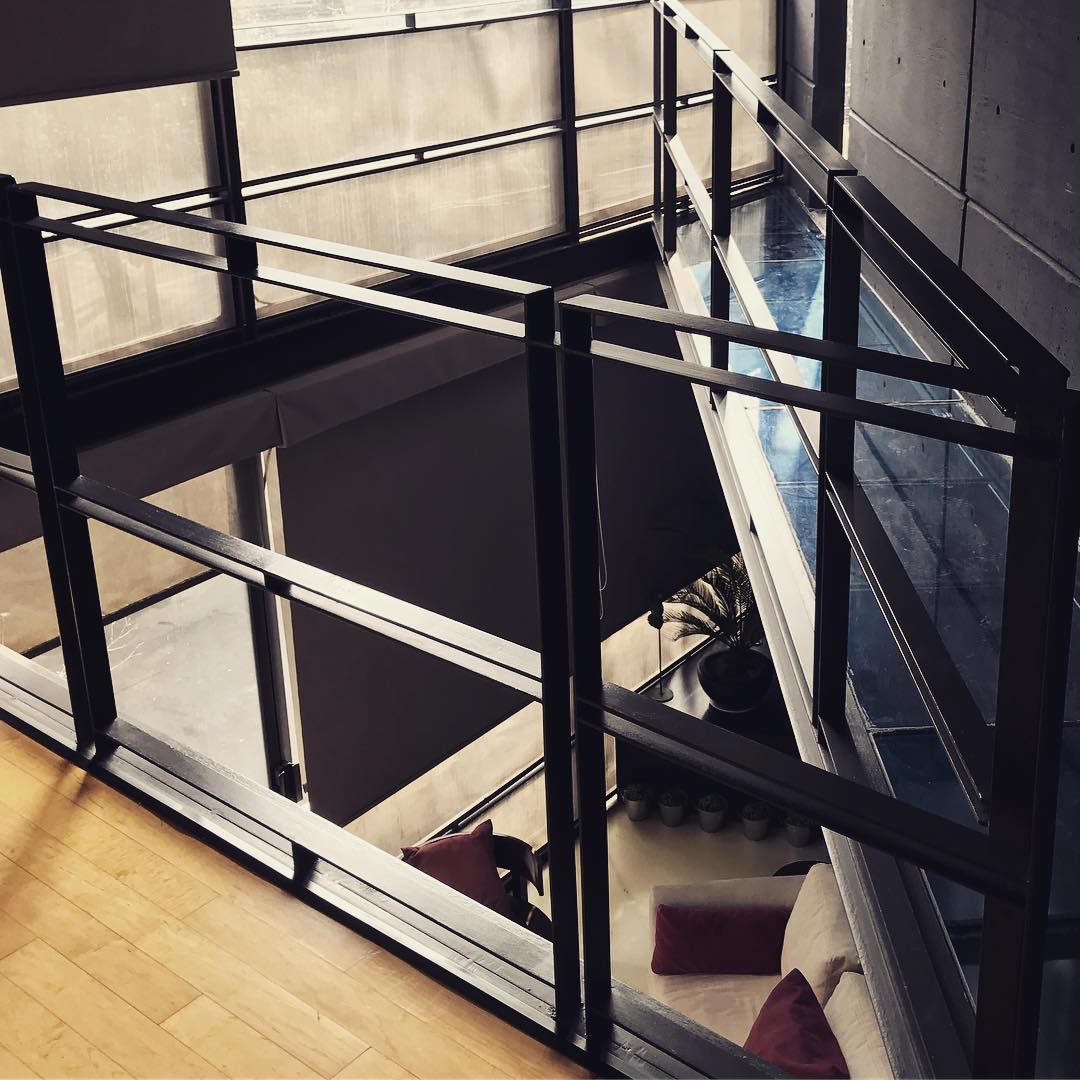 Loving the steel with concrete and wood of our Airbnb.